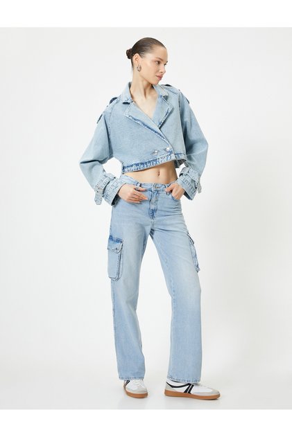 Cargo Jeans High Waist Straight Leg Pocket - Nora Longer Straight Jeans