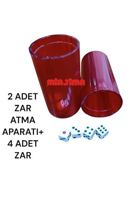 Tavla Zarı Atma Fincanı- Oyun Zar Atma Kutusu 2'li Kupa+ 4 Adet Zar Hediyeli