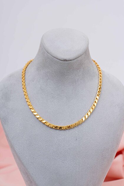 925 Ayar Gümüş Pullu Arpa Zincir Kolye Gold Kaplama Gerçek Altın Görünümlü Kalın Kadın Zincir