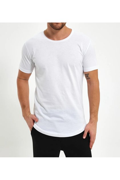 Men's Etegi Oval Slimfit Cycling Collar White Tshirt