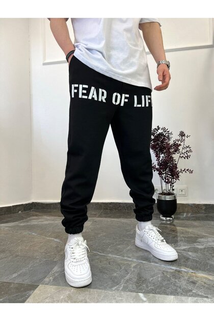 Men's Sweatpants Fear of Life Black Oversize Loose Fit