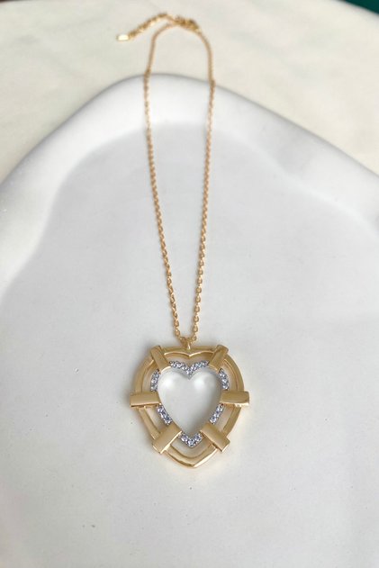 Women's Necklace Vip Series Frame Detail Zircon Stone Heart Necklace