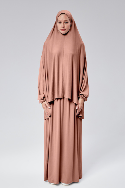 Sonbaharmoda Prayer Dress - Two Pieces, Organic Cotton, Elastic Sleeve,  Non-Slip Skirt, Combed Cotton Hijab- Trendyol