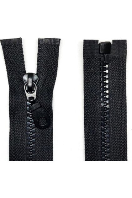 Black Bone Teeth Coat Zipper 60 Cm