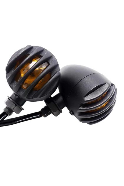 2pcs yellow 2PCS Motorcycle Turn Signal Lights Grill Bullet Indicator 12V Amber Front Rear Lamp For