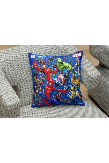 غطاء وسادة مربع بنمط Avengers Heroes باللون الأزرق