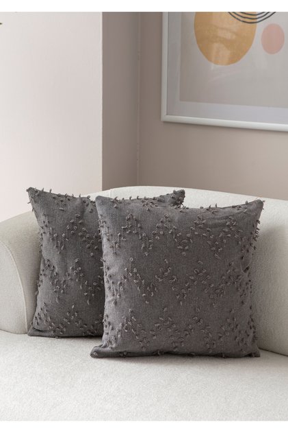 Double Decorative Polka Dot Linen Fabric Throw Pillow Cover 43X43 Gray