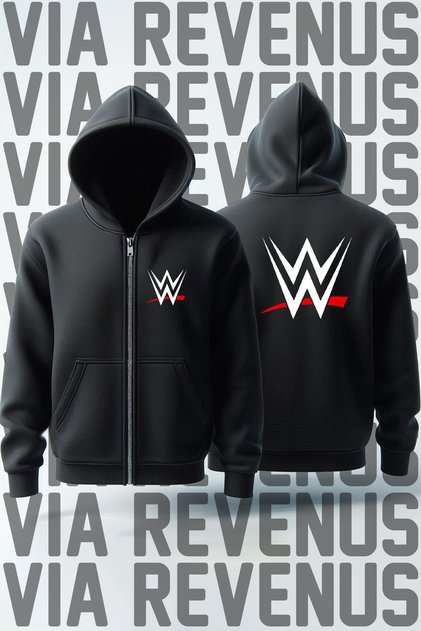 Wwe American Wrestling Front and Back Printed Unisex Zip Hooded Sweatshirt Cardigan