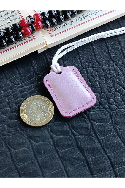 Küçük Dörtgen Cevşen Dualı Kolye Muska Hakiki Deri El Yapımı XS