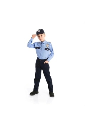 Erkek Çocuk Mavi Gömlekli Polis Kıyafeti