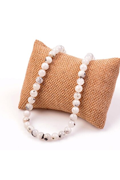 Moonstone Beaded Necklace - 8 mm