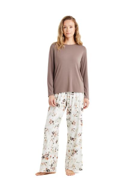 Women's Long Sleeve Mink Viscose Pajama Set C8T1N6O15