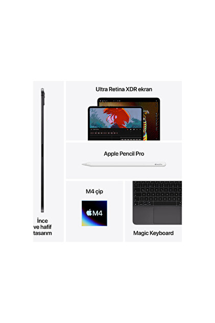 Apple 11 inç iPad Pro M4 WiFi 256 GB Tablet Uzay Siyah MVV83TU/A
