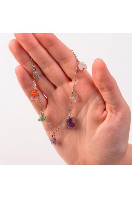 Chakra Stones Anklet - With Non-Tarnish Chain