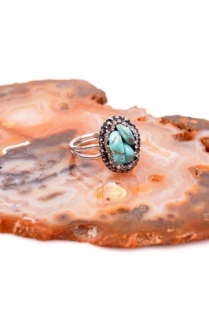 Turquoise Stone Ring - Adjustable