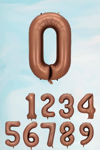 Retro Chocolate Brown Color Number Balloon 80 cm Retro Color Age Balloons
