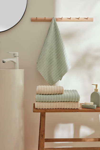 Cod 4 Piece Turkish Bath Set - Mint Beige