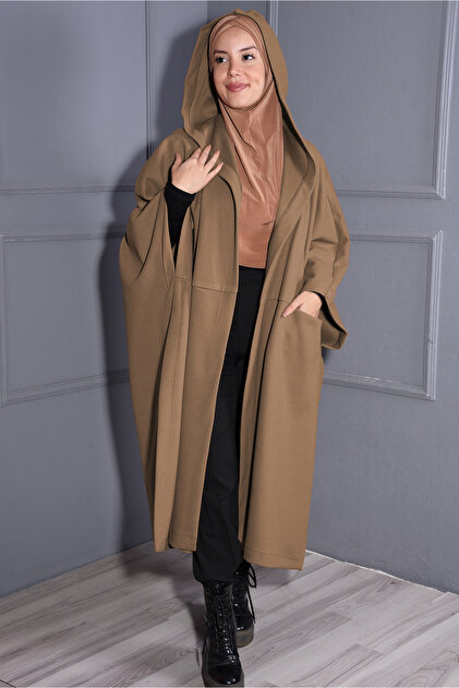 Nowa Scarf Kaşe Cepli Şapkalı Panço Sütlü Kahve - Fiyatı, Yorumları