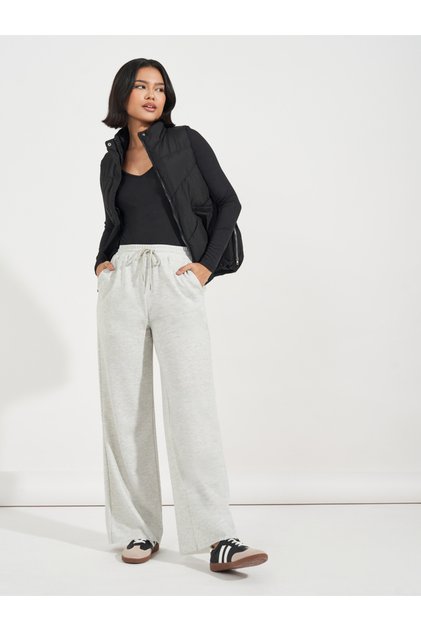 Solid Wide Leg Joggers with Drawstring Waistband
