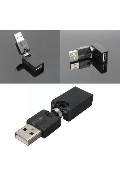 كابل تمديد أسود جديد USB 2.0 ذكر إلى USB أنثى بزاوية دوران 360 درجة، جديد تمامًا