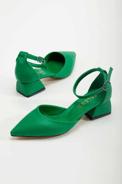 Women's 3 cm Heeled Casual Summer Shoes Green