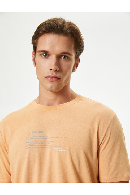 Slogan Printed T-Shirt Short Sleeve Crew Neck Cotton