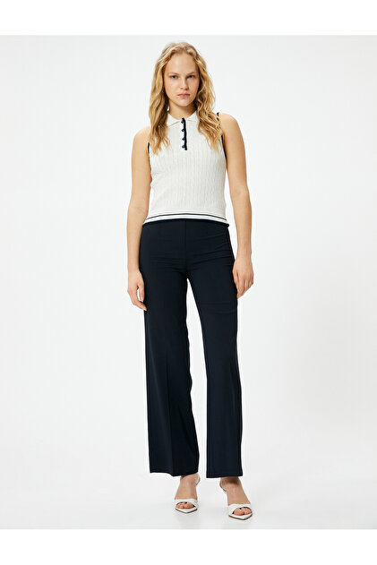 Polo Collar Top Knitwear Buttoned Hair Braid Textured