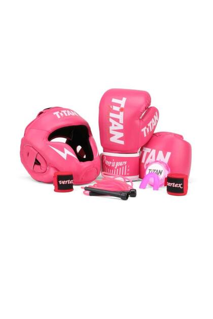 Pembe Serisi Özel Takım Set , Boks Kaskı, Boks Eldiveni, Dişlik, Bandaj