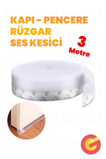 Kapı Pencereler İçin Rüzgar, Ses, Soğuk Kesici Yapışkanlı 3 mt Şerit Bant Şeffaf Toz Böcek Geçirmez