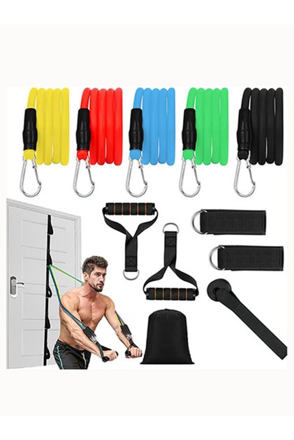 11 Piece Pilates and Strength Resistance Tire Set with Bag - Exercise Fitness Tool