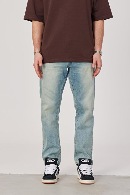 Erkek Jean Pantolon 15751 Taşlamalı Açık Mavi Regular Kalıp