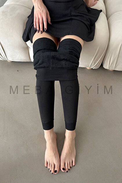 Generic Brands High Waist Recovery Winter Thermal Black Plush
