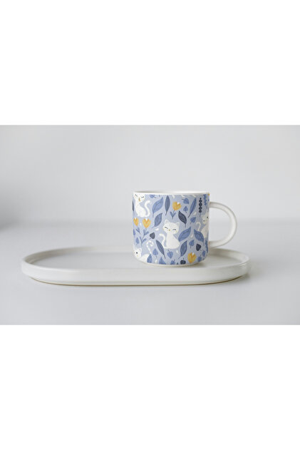 White Porcelain Cat Printed Nescafe Cup