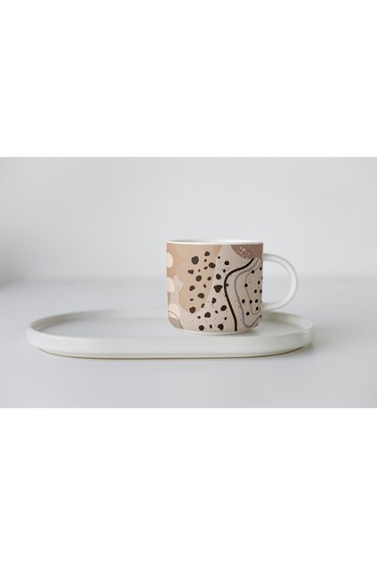White Porcelain Soft Flower Printed Nescafe Cup