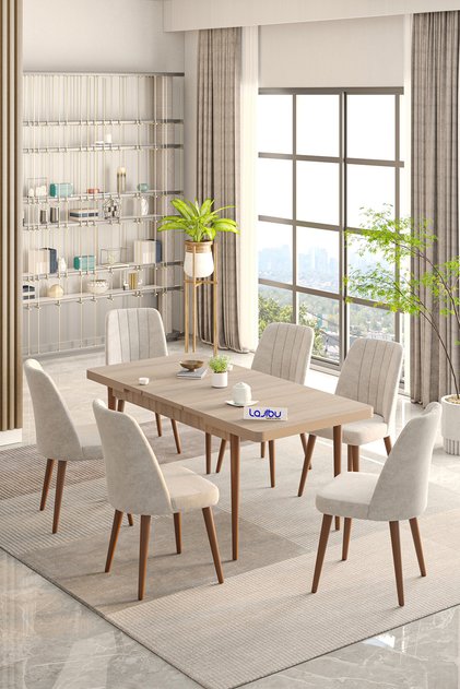 Lajibu Rex Serisi Çam 80x130 Açılır Yemek Masası , Yemek Masa