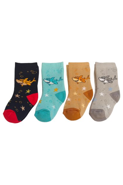 Cute Patterned Children's Towel Socks 4 Pairs