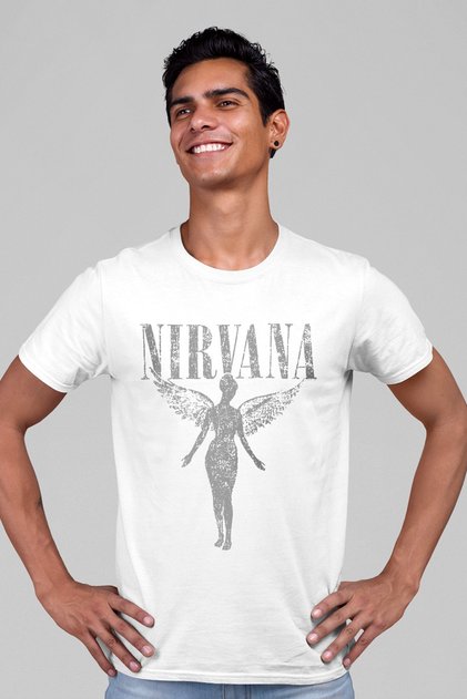 Melek Nirvana White Short Sleeve Men's T-Shirt