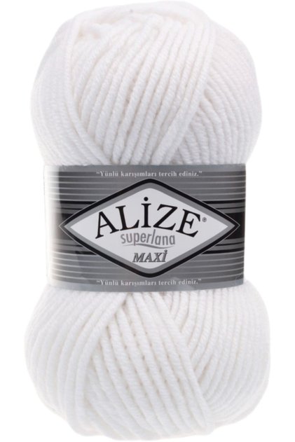 Superlana Maxi Fir de lână pentru tricotat manual Cod culoare: 55 Alb