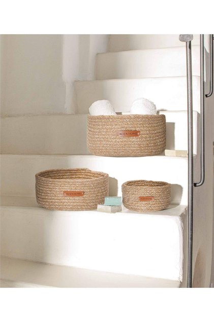Cesta Handmade Cotton Natural Wicker Decorative Basket 25cm 9049