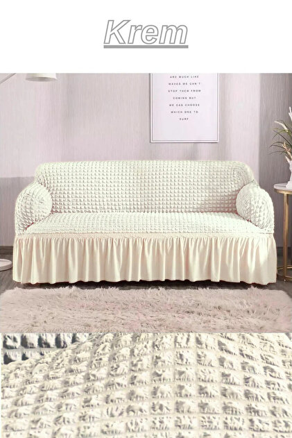 Bürümcük 3-Seater Sofa Cover. Stretch Stretch Elasticated Sofa Bed Couch Cover with Skirt