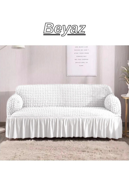 Bürümcük 3-Seater Sofa Cover. Stretch Stretch Elasticated Sofa Bed Couch Cover with Skirt