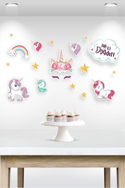 Unicorn Temalı Çok Parçalı Afiş *kalın Kağıt 150 Cm