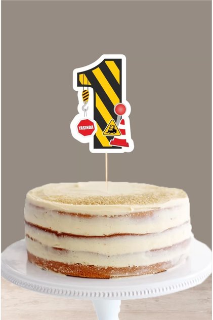 Business Machinery Themed 1 Year Old (One) Cake Decoration * Thick Paper