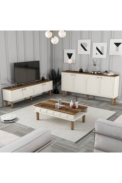 Bohem 3lü Salon Takımı - Krem