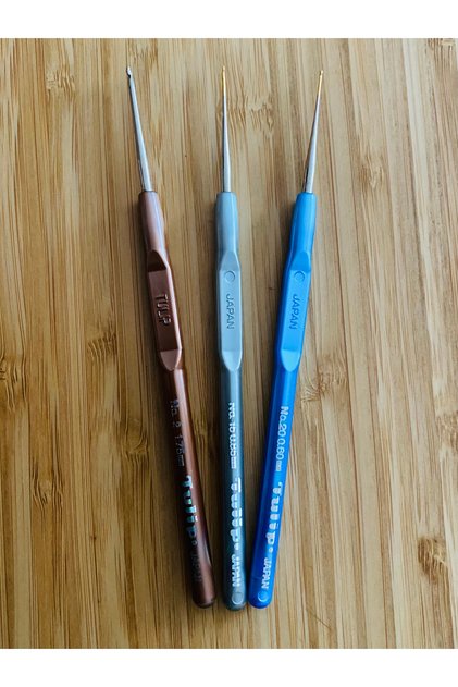 Plastik Saplı Oya Ve Dantel El Işi Örgü Tığ Seti. No: 2, 15, 20. 3'lü Set.