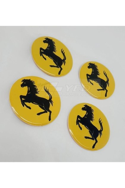 Ferrari Jant Göbeği Göbek Arması 55mm 4'lü Set Sarı Alüminyum