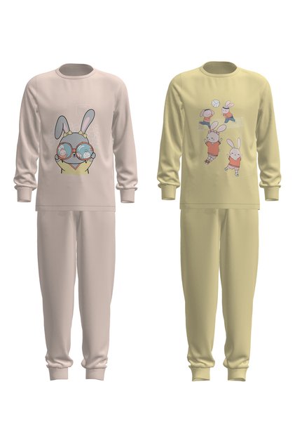 Cotton Girl's Volleybunny 2-Piece Multicolored Pajama Set