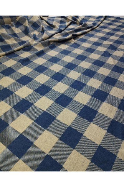 Jacquard Knitted Fabric in Cream Blue Colors Width: 140 cm