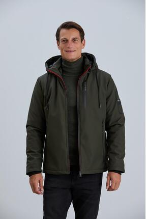 PIQUE Erkek Siyah Kalın Kapüşonlu Fermuarlı Softshell Mont Bronx