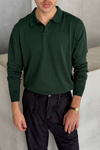 Herren Baumwolle Polo Kragen Oversized Trikot Pullover